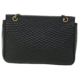 Bally-BALLY Quilted Chain Shoulder Bag Leather Black Auth yk8721-Black