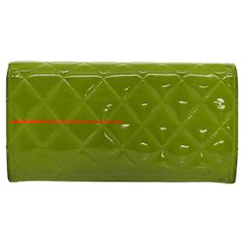 Chanel-CHANEL Matelasse Wallet Patent leather Orange CC Auth yk8695-Orange