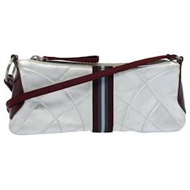 Prada-PRADA Shoulder Bag Leather Silver Auth 54545-Silvery