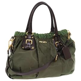 Prada-Prada bolso de mano de nylon 2forma de autenticación verde ep1820-Verde