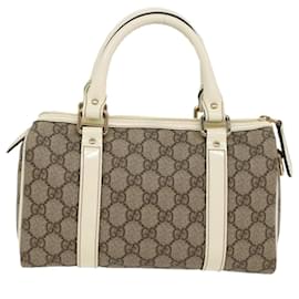 Gucci-GUCCI GG Canvas Mini Boston Bag PVC Leather Beige 193604 Auth yk8727-Beige