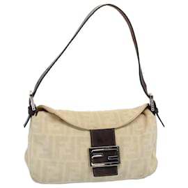 Fendi-FENDI Zucca Canvas Mamma bucket Shoulder Bag Beige Auth 54706-Beige