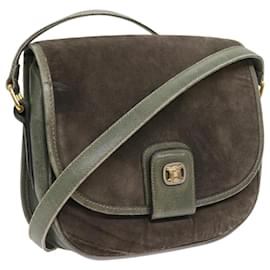 Céline-CELINE Shoulder Bag Suede Gray Auth bs8616-Grey