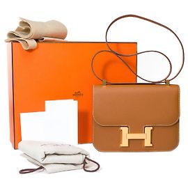 Hermès HERMES Constance Bag in Golden Leather - 101496 Golden