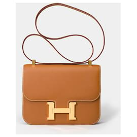 Hermès-HERMES Constance Bag in Golden Leather - 101496-Golden