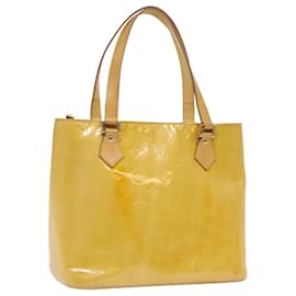 Louis Vuitton-LOUIS VUITTON Monogram Vernis Houston Hand Bag Lime Yellow M91055 LV Auth ki3530-Other