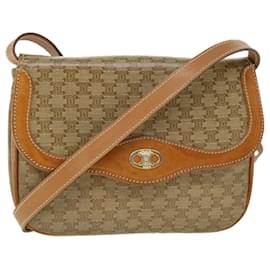 Céline-CELINE Macadam Canvas Shoulder Bag Beige Auth ep1877-Beige