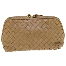Autre Marque-BOTTEGAVENETA INTRECCIATO Pouch Leather Beige Auth 55460-Beige