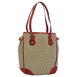 Céline-CELINE Tote Bag Macadam Canvas Beige Red Auth 54368-Red,Beige