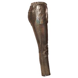 Autre Marque Suíte 22, calça de couro dourado craquelado Dourado