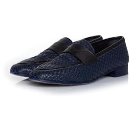 Chanel-Chanel, woven leather moccasin loafer-Blue