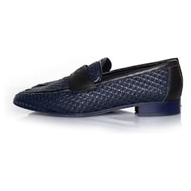 Chanel-Chanel, woven leather moccasin loafer-Blue