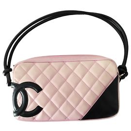 Bolsa Chanel Cambon em couro rosa e preto Rosa