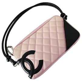 Chanel-Chanel Cambon pouch in pink and black leather-Pink