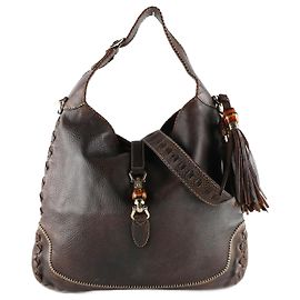 GUCCI - Bolsa de ombro Jackie Bamboo em couro marrom Marrom
