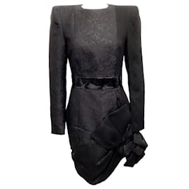 Autre Marque-Robe jacquard noire en édition limitée RVDK avec cuir verni-Noir