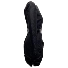 Autre Marque-RVDK Limited Edition Black Jacquard Dress with Patent Leather-Black
