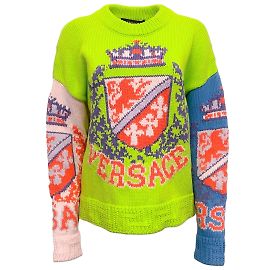 Versace Royal Rebellion Intarsien-Strickpullover Grün