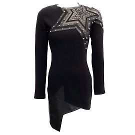 Vestido preto Body Con Anthony Vaccarello com estrelas de couro Preto