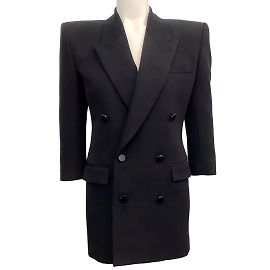 Saint Laurent nero 3/4 Abito con cappotto a spalla forte con maniche foderate Nero