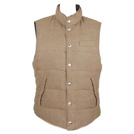 Brunello Cucinelli Braune wendbare Hopsack-Daunenweste Braun