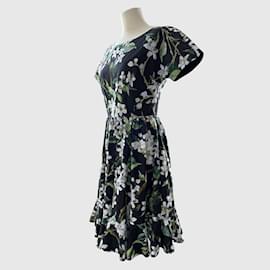 Dolce & Gabbana-Tri Color Floral Print Pleates Short Sleeve Dress-Other