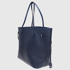 Louis Vuitton-Sac cabas bleu Neverfull MM avec/ Poche-Bleu