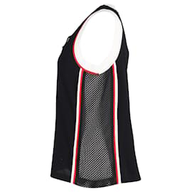 Prada-Top in jersey con pannello in rete e placca con logo Prada in cotone nero-Nero