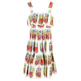 Dolce & Gabbana-Dolce & Gabbana Vestido con estampado de latas de tomate en algodón multicolor-Multicolor
