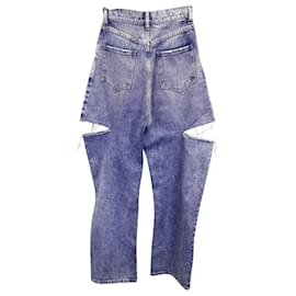 Maison Martin Margiela-Maison Margiela Slashed Cut-Out Jeans in Blue Cotton-Blue