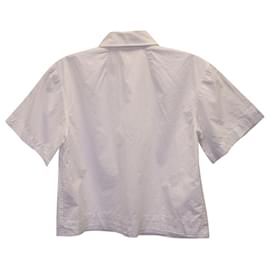 Dolce & Gabbana-Dolce & Gabbana Camisa con botones de manga corta en algodón blanco-Blanco