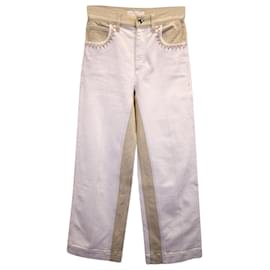 Chloé-Jeans larghi bicolore Chloé in cotone bianco-Bianco