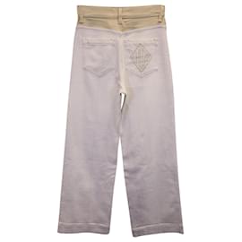 Chloé-Chloé Jeans largos de dois tons em algodão branco-Branco