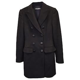 Dolce & Gabbana-Gefütterter Mantel aus schwarzer Wolle von Dolce & Gabbana-Schwarz