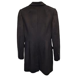 Dolce & Gabbana-Dolce & Gabbana Abrigo con botonadura forrada en lana negra-Negro