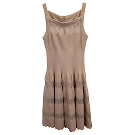 Alaïa-Abito Alaïa con scollo quadrato in seta beige-Beige