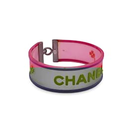 Chanel-Bracelet à quatre feuilles avec logo en caoutchouc rose violet orange-Rose