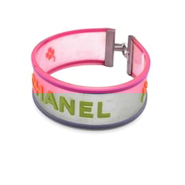 Chanel-Bracelet à quatre feuilles avec logo en caoutchouc rose violet orange-Rose