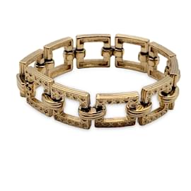 Christian Dior-Bracelet à maillons carrés en métal doré vintage-Doré