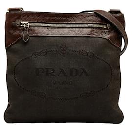 Prada-Canapa Logo Crossbody Bag-Brown