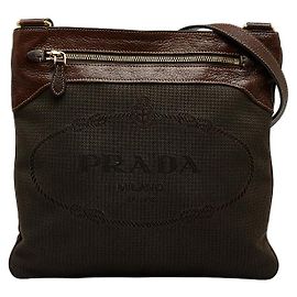 Prada Bolsa tiracolo com logo Canapa Marrom