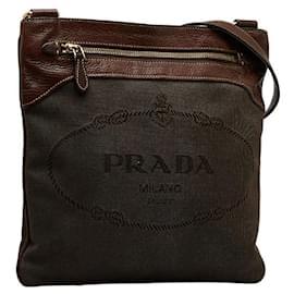 Prada-Canapa Logo Crossbody Bag-Brown