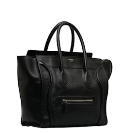 Céline-Mini Leather Luggage Tote Bag-Black