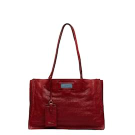 Prada-Etikette-Tasche aus Glace-Leder 1BG122-Rot