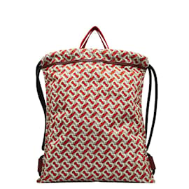 Burberry-Nylon Monogram Drawstring Backpack-Red