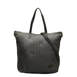 Prada-Prada Tessuto Shoulder Bag  Canvas Shoulder Bag in Fair condition-Grey