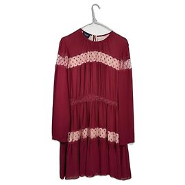 Vestido Giambattista Valli borgonha em viscose com forro de seda Bordeaux