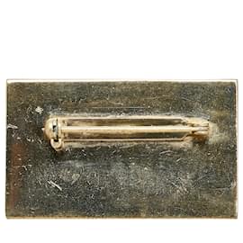 Chanel-Chanel Gold CC Logo Plate Brooch-Golden