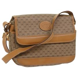 Gucci-GUCCI Micro GG Canvas Shoulder Bag PVC Leather Beige Auth yk8723-Beige