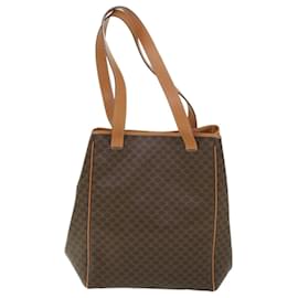 Céline-CELINE Bolso de hombro de lona de macadán PVC Cuero Marrón Auth 54112-Castaño